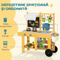 AIYAPLAY Bucătărie din Lemn pentru Copii cu 15 Accesorii, Bucătărie de Jucărie pentru Copii, Galbenă(m-8)