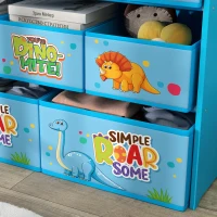 AIYAPLAY 3-Tier Kids Storage Unit with 9 Non-Woven Fabric Boxes for Toys, Books, for Bedroom, Nursery, Blue(m-8)