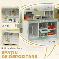 AIYAPLAY Bucătărie de Jucărie pentru Copii 3+ Ani din Lemn, Aragaz Interactiv, Cuptor și Mașină de Cafea, Alb(m-7)