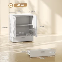 HOMCOM Comodă modernă, dulap de depozitare independent cu sertar și raft reglabil, Alb(m-3)