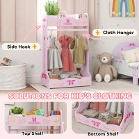 AIYAPLAY Kids Clothes Rail with Two Shelves, for 3-8 Years, Pink(m-4)