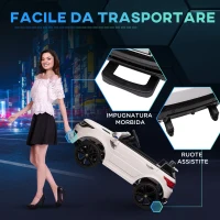 HOMCOM Macchina Elettrica per Bambini 3-6 Anni con Telecomando, Luci LED e Clacson, in PP e Metallo, 110x68x52 cm, Bianco(m-11)