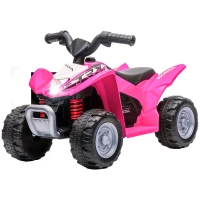 AIYAPLAY Quad électrique enfant 6 V, vitesse de 2,8 km/h, phares LED, klaxon, poignée et selle ergonomique, rose(m-13)