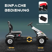 HOMCOM Skelter met handrem, verstelbare stoel, vooruit- en achteruitversnelling, tot 50 kg, voor kinderen van 5-12 jaar, wit(m-5)
