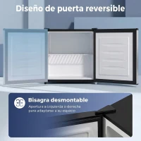 HOMCOM Congelador Vertical de 35 L con Temperatura Ajustable -24 °C a -14 °C Puerta Reversible y Estante Extraíble Plateado(m-8)