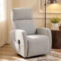 HOMCOM Fauteuil inclinable de massage et chauffage, fauteuil de relaxation en chenille, dossier réglable, pivotant 360°, crème(m-11)