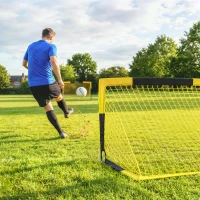 SPORTNOW Set of 2 Pop Up Football Goal, Portable Folding Football Net with Carry Bag, 8 U-Shaped Ground Stakes, Fibreglass Pole(m-14)