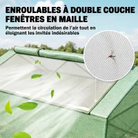 Outsunny Mini Serre de Jardin Serre à tomates mini serre tunnel toit pointu1,8L x 0,9l x 0,7H m métal thermolaqué PE Haute densité fenêtre moustiquaire intégrées Vert(m-5)