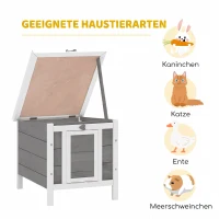 PawHut houten kleindierhok met helling, grijs(m-8)