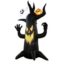Outsunny 8 FT Halloween Inflatable Spooky Tree, Blow Up Decoration with Ghost and Pumpkin for Garden Indoor Outdoor Decor(m-14)
