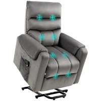 HOMCOM Poltrona Relax Reclinabile a 135°, Massaggiante e Alzapersona con Telecomando, 79x97x103cm, Grigio(m-1)