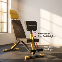 SPORTNOW Adjustable Weight Bench for Home Gym, 300kg Incline Decline Flat Foldable Bench Press with 6 Backrest Positions, Yellow(m-5)