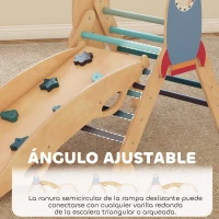 AIYAPLAY 8 en 1 Triángulo de Escalada Montessori de Madera Tema de Cohetes con Arco y Rampa para Niños de 18-48 Meses Azul(m-6)