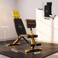 SPORTNOW Adjustable Weight Bench for Home Gym, 300kg Incline Decline Flat Foldable Bench Press with 6 Backrest Positions, Yellow(m-3)