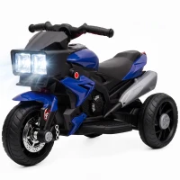 AIYAPLAY Kids Electric Motorcycle Ride-On Toy, 3-Wheel Battery-Operated Motorbike with Horn, Toddler Ride On Bike, Blue(m-15)