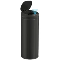 HOMCOM Poubelle cuisine automatique 50L acier inoxydable, poubelle à couvercle à fermeture en douceur, 30,5x30,5x85cm, noir(m-16)