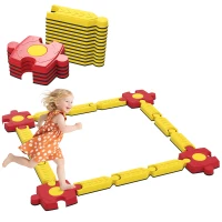 AIYAPLAY Kinder Balansbalk Set, vrij ontwerpbaar, kunststof, flexibele onderdelen, Geel+Rood(m-11)