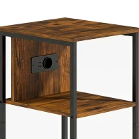 HOMCOM Bijzettafel met laadstation en 2 open planken, tijgerhoutlook(m-10)