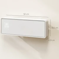 HOMCOM Wandgemonteerde 2000W keramische elektrische verwarmer, ventilator, thermostaat, timer, afstandsbediening, glazen paneel, Wit(m-3)