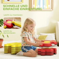 AIYAPLAY Kinder Balansbalk Set, vrij ontwerpbaar, kunststof, flexibele onderdelen, Geel+Rood(m-7)