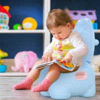 HOMCOM Vasino Per Bambini 6 Mesi-48 Mesi Antiscivolo Ippopotamo Blu (40x30x23cm)(m-2)