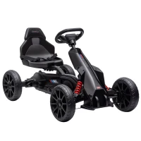 HOMCOM Go-Kart, Kindervoertuig met verstelbare zitting, trapvoertuig, trapauto met handrem, 3-8 jaar, buiten, Zwart(m-15)