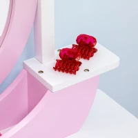 ZONEKIZ Coiffeuse enfant table de maquillage avec tabouret miroir et tiroir 65,5 x 46 x 93 cm bicolore rose et blanc(m-8)