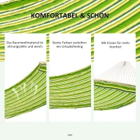 Outsunny Hangmat hangbed hangzetel hangend bed familie meerdere personen 210 kg 2 kleuren houten paal(m-5)