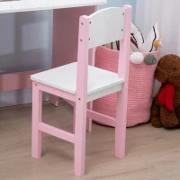 HOMCOM Set Tavolo e Sedie per Bambini 5+ Anni in Legno con Banco Scuola e Sedia Bianco e Rosa(m-9)