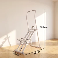 SPORTNOW Stepper d'Escalier Pliable, 3 Niveaux de Résistance, Hauteur Réglable, Écran LCD, Charge 150 kg, 90x50x133cm, Blanc(m-3)