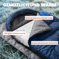 Outsunny Schlafsack Deckenschlafsack 3 Jahreszeiten Mumienschlafsack für Erwachsene für Outdoor Camping Reisen Marineblau(m-4)