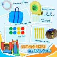 Outsunny Castillo Inflable para Niños +3 Años con Tobogán Trampolín Piscina y Bolsa de Transporte 330x245x215 cm Multicolor(m-7)