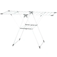 HOMCOM Stendibiancheria a 2 Livelli Regolabile su 4 Altezze, in Metallo e Plastica, 156.5x61.5x97 cm, Bianco(m-11)