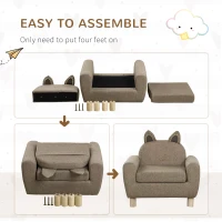 HOMCOM Kids Sofa Toddler Chair Children Armchair for Preschool Bedroom Playroom with Ear Modeling Wood Brown(m-6)