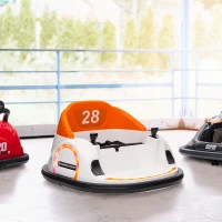 AIYAPLAY 360° Rotation Kids Bumper Car, 12V Waltzer Car with Remote Control, Dual Joysticks, Music Lights, Orange(m-10)