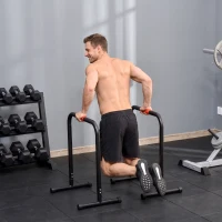 HOMCOM Barras Paralelas Training Soporte con Mango Extra Ancho para Flexiones Inclinadas Musculación Calistenia Dips 63x41x73 cm Negro(m-8)