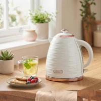 HOMCOM Fierbător electric, 1,7L, 2,2kW, funcție de fierbere rapidă cu filtru anti-calcar detașabil și lavabil(m-6)