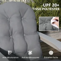 Outsunny Lot de 2 Coussin de Siège pour Chaise Adirondack avec Attaches Sécurisées, Design Capitonné Doux et Épais, Gris(m-5)