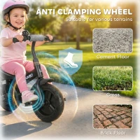 HOMCOM 6 in 1 Kids Trike Push Bike w/ Push Handle, Canopy, 5-point Seat Belt, Storage, Footrest, Brake, for 1-5 Years, Grey(m-7)