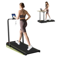 SPORTNOW Tapis de marche 2 en 1, tapis de course pliable Inclinaison à 10% 6 KM/H, moteur 2,0 HP, télécommande 109x48x100cm noir(m-11)