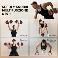 SPORTNOW Set Pesi Palestra 6 in 1 Multifunzione da 20kg Totali in Plastica e Sabbia, 125x18x18 cm, Rosso(m-4)
