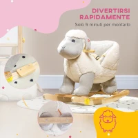 AIYAPLAY Cavallo a Dondolo per Bambini 18-36 Mesi a Forma di Pecorella con Suoni e Rivestimento Morbido, Grigio(m-6)