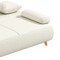HOMCOM Slaapbank met verstelbare rugleuning, bedfunctie, verborgen opbergruimte en cord bekleding, beige(m-13)