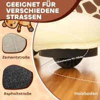 AIYAPLAY Giraffe om op te rijden, rijdend rijpaard in giraffevorm, op batterijen, wasbare bekleding, pedalen, stille wielen, muziek, 1,5-5 jaar, bruin(m-6)