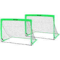 SPORTNOW Conjunto de 2 Balizas de Futebol Dobráveis para Crianças com Luz LED e Postes de Fibra de Vidro 120x90x90 cm Verde(m-11)
