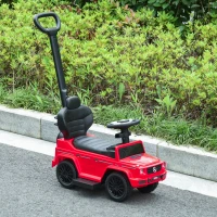 HOMCOM Porteur Enfants Voiture Enfant Multi-équipée 12-36 Mois klaxon Marche-Pieds, Garde-Corps et ombrelle Rouge(m-10)