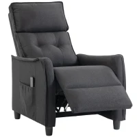 HOMCOM Poltrona Massaggiante e Reclinabile a 160° con Poggiapiedi e Telecomando, 69x93x104 cm, Effetto Lino Grigio Scuro(m-11)