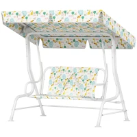 AIYAPLAY Dondolo per Bambini da Esterno a 2 Posti con Tettuccio Regolabile e Cinture di Sicurezza, 112x75x120 cm, Bianco(m-11)