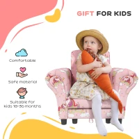 AIYAPLAY 2 Piece Kids Sofa Set with Unicorn Design, Wooden Frame, for 1.5-3 Years Old, Pink(m-7)