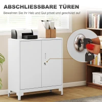 HOMCOM Metalen bureaukast met afsluitbare deuren, 2 niveaus, wit(m-5)